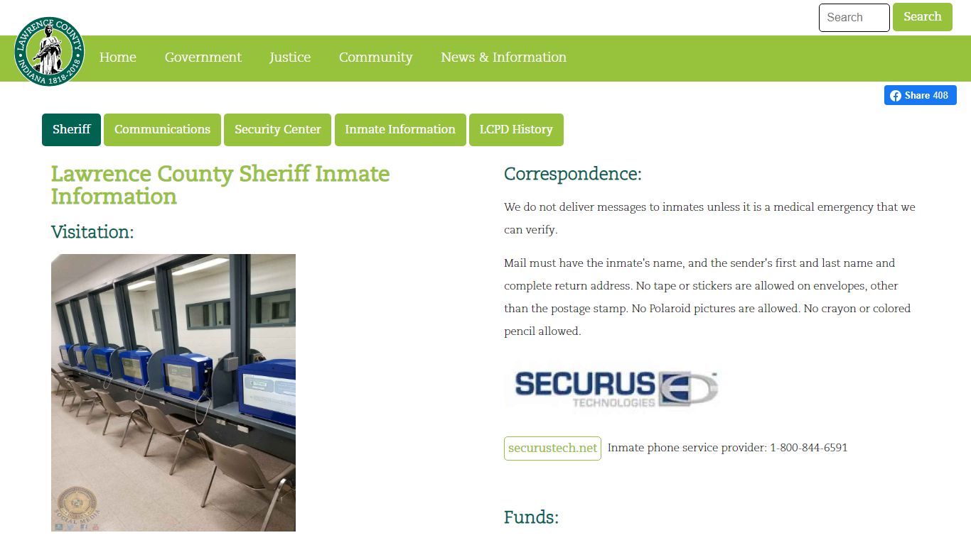Lawrence County Indiana - Justice - Sheriff - Inmate Information